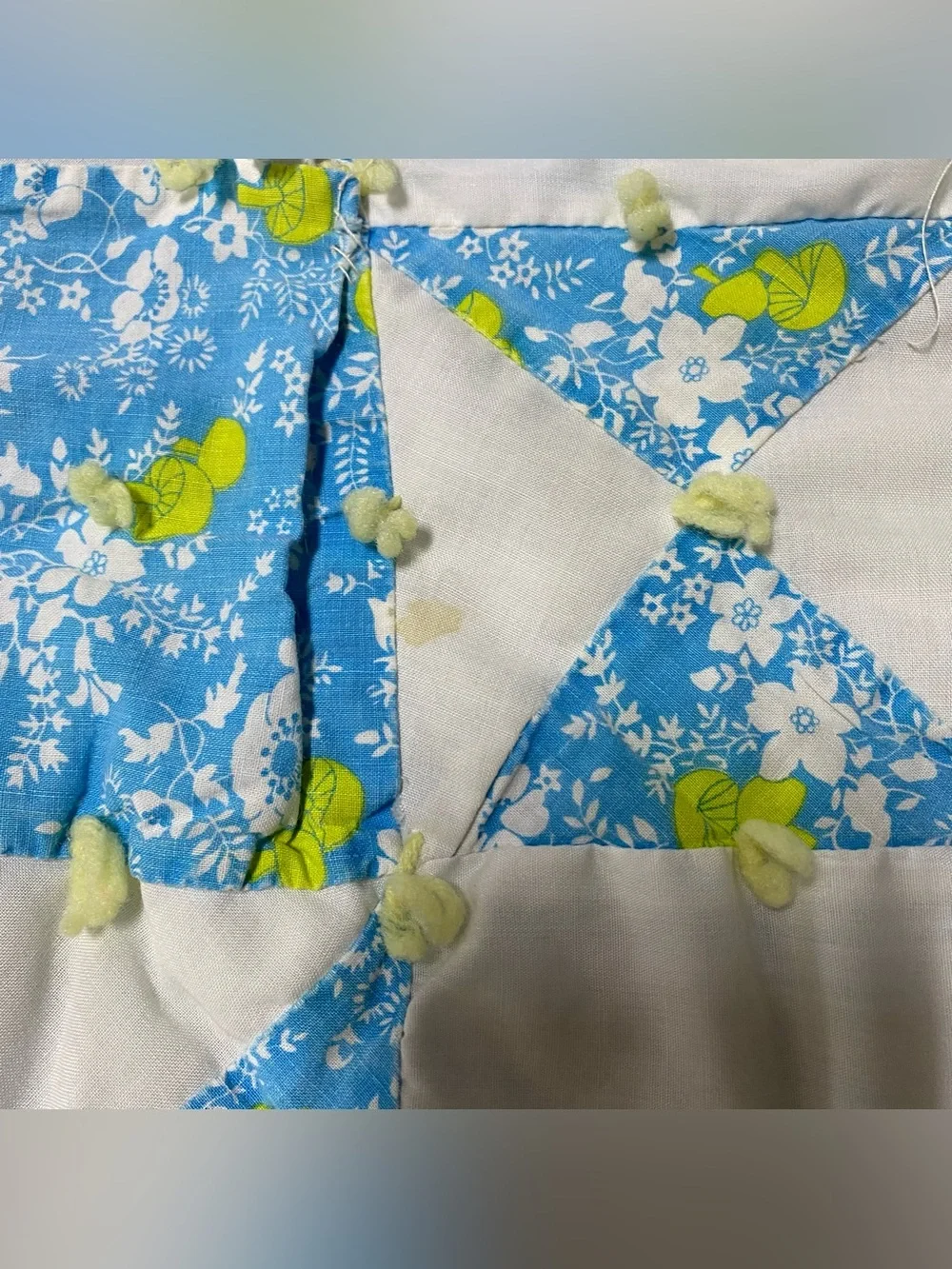 Vintage Ohio Star Patchwork Baby Crib Tie Quilt 32” x 44”